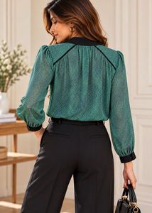 Kookai Green Printed Blouse – Size 38 (M)