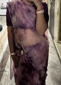 Elegant Purple Tie-Dye Saree