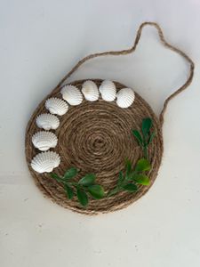 Boho Seashell &amp; Jute Coaster/Wall Decor