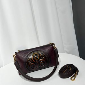 Vintage Embossed Leather Shoulder Bag