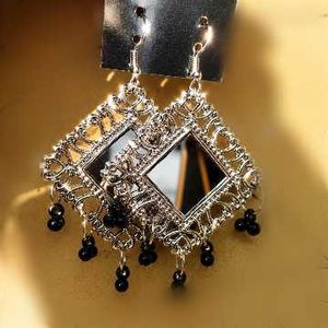 Boho Square Mirror Dangle Earrings