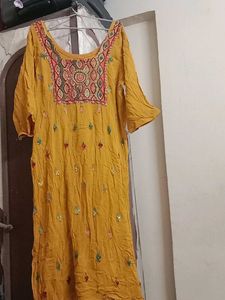 Yellow Embroidered Kurta