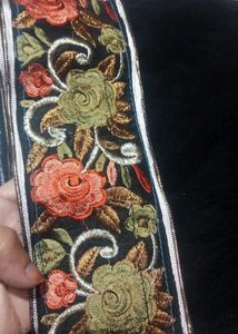 (Unused) Black Embroidered Net Dupatta