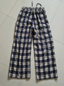 Plaid Wide Leg Trouser