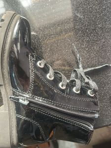 Black Shiny Ankle Boots