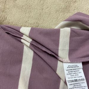 Purple &amp; White Striped Crew Neck T-Shirt