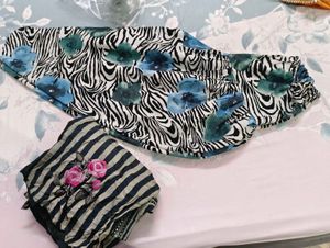 Striped Kurta with Floral Embroidery