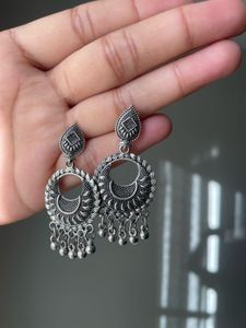 Exquisite Oxidized Silver Jhumka Earrings