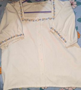 Chic Embroidered Square Neck Top