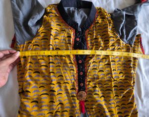 Yellow Printed Kurta