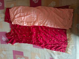Elegant Red Kurta Set with Pink Dupatta