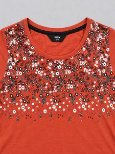 Orange Floral Print T-Shirt