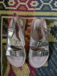 Gold Sandals with Buckle Detail