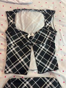 Chic Plaid Cutout Mini Dress co-ord set