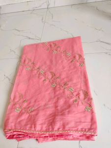 Elegant Pink Embroidered Saree