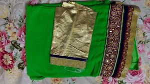 Unused new Green Saree with Embellished Border