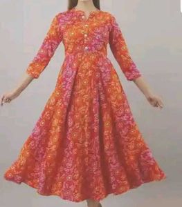 Vibrant Floral Print Anarkali Kurta