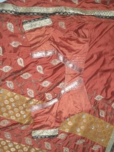 Brown,Gold Saree With Designer Blouse