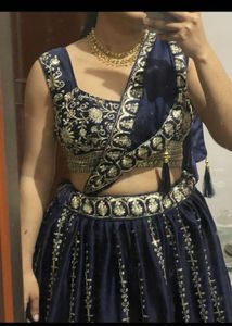 Beautiful Navy Blue Embroidered Lehenga Choli