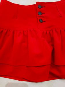 Chic Red Ruffled Mini Skirt