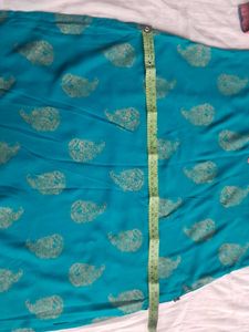 Sea green dailywear kurta with botanical print
