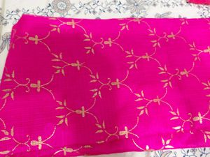 Vibrant Pink Saree with Gold Motifs