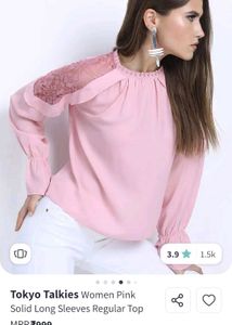 Pink Lace Sleeve Top