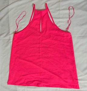 Vibrant Neon Pink Halter Neck Tank Top