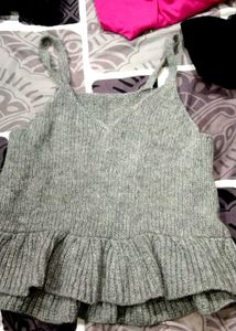 Grey Knitted Peplum Top