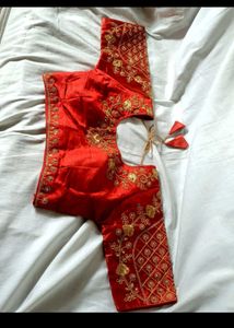 Elegant Red Embroidered Saree Blouse