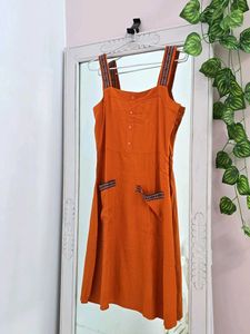 Dressbery Orange Sundress with Tribal Strap Detail