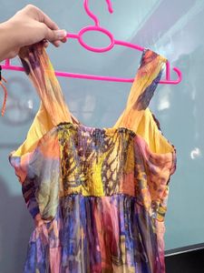 Paded Flowy Butterfly Print Maxi Dress