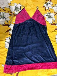 Satin Nightgown with Lace Trim