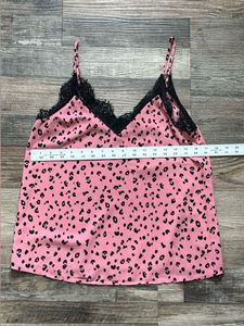H&amp;m Pink Animal Print CamisoleTop with Lace Trim
