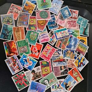 50 Vintage Switzerland stamp collection