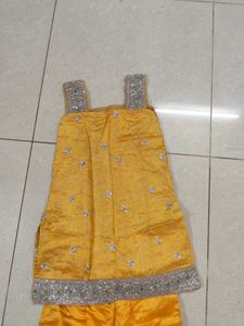 Golden yellow designer embroidered sharara