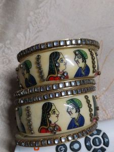 Set of Ethnic Bangles with Hand-Painted Design