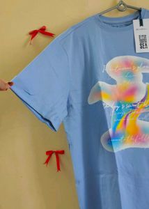 Typography Print Drop-Shoulder Sleeves Tshirt