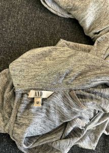 Grey Mock Neck Tie Sleeve Top