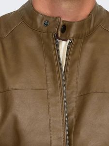 Stylish Brown Faux Leather Jacket