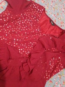 Maroon Ethnic Gown with Embellishments
