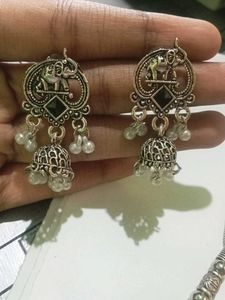 Ganesha Oxidised Silver Necklace Set