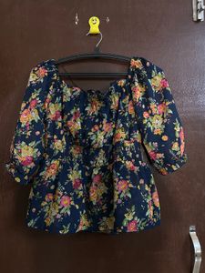 Floral Off-Shoulder Smocked Crop Top