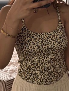 Leopard Print Spaghetti Strap Top