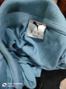 Light Blue Striped Collared Top