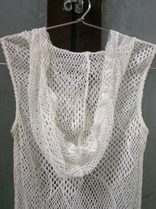 Sheer White Crochet Mini Dress