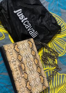Just Cavalli Snakeskin With Oxidised Chain Bag