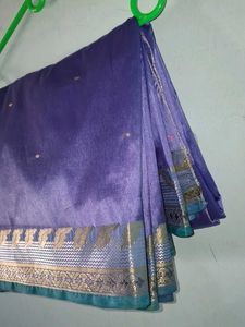 Elegant Purple Saree with Golden Border