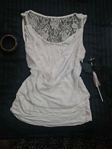 y2k vintage White Lace Back Sleeveless Top