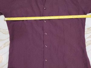 Women's wine Button-Up Shirt